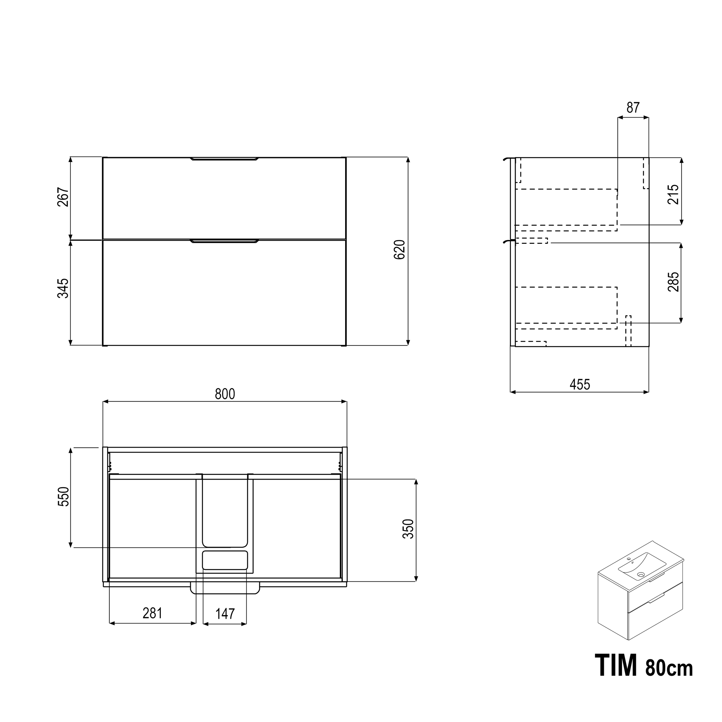 Szafka podumywalkowa TIM 80 cm