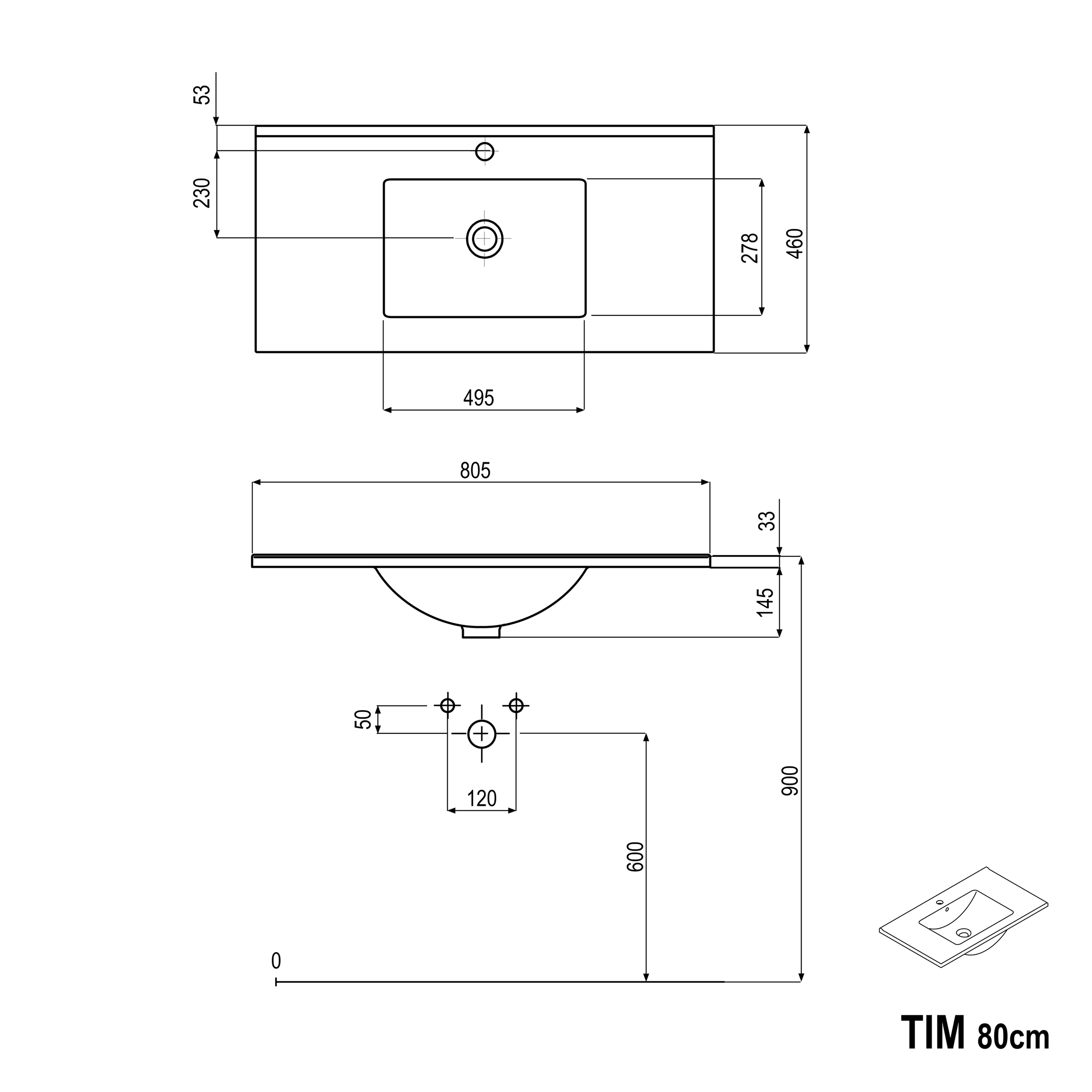 Szafka podumywalkowa TIM 80 cm