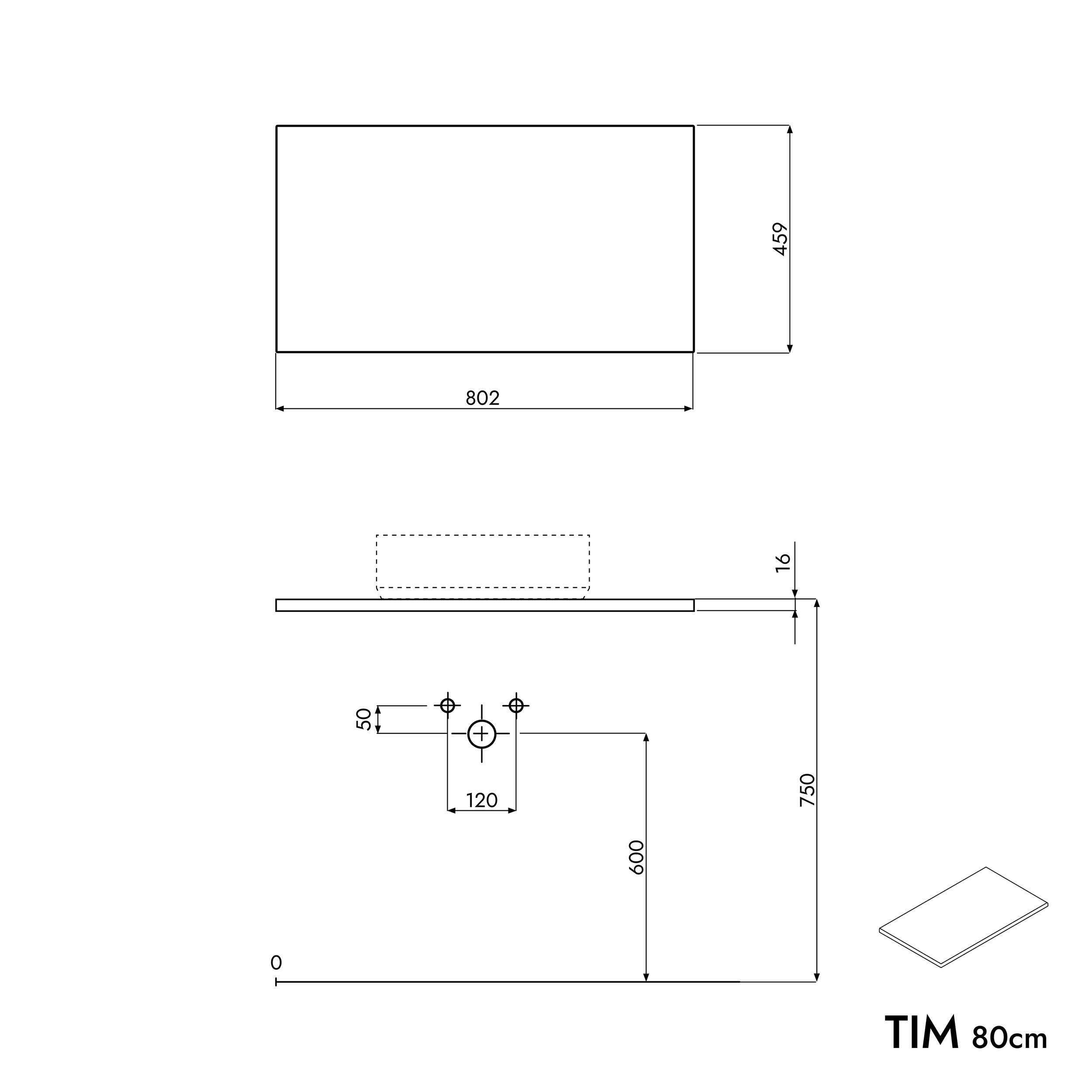 Szafka podumywalkowa TIM 80 cm