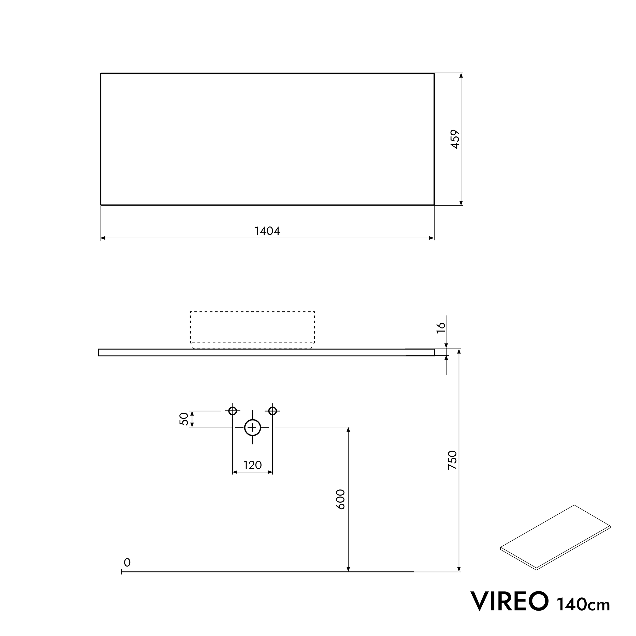 Szafka łazienkowa pod umywalkę VIREO 140 cm