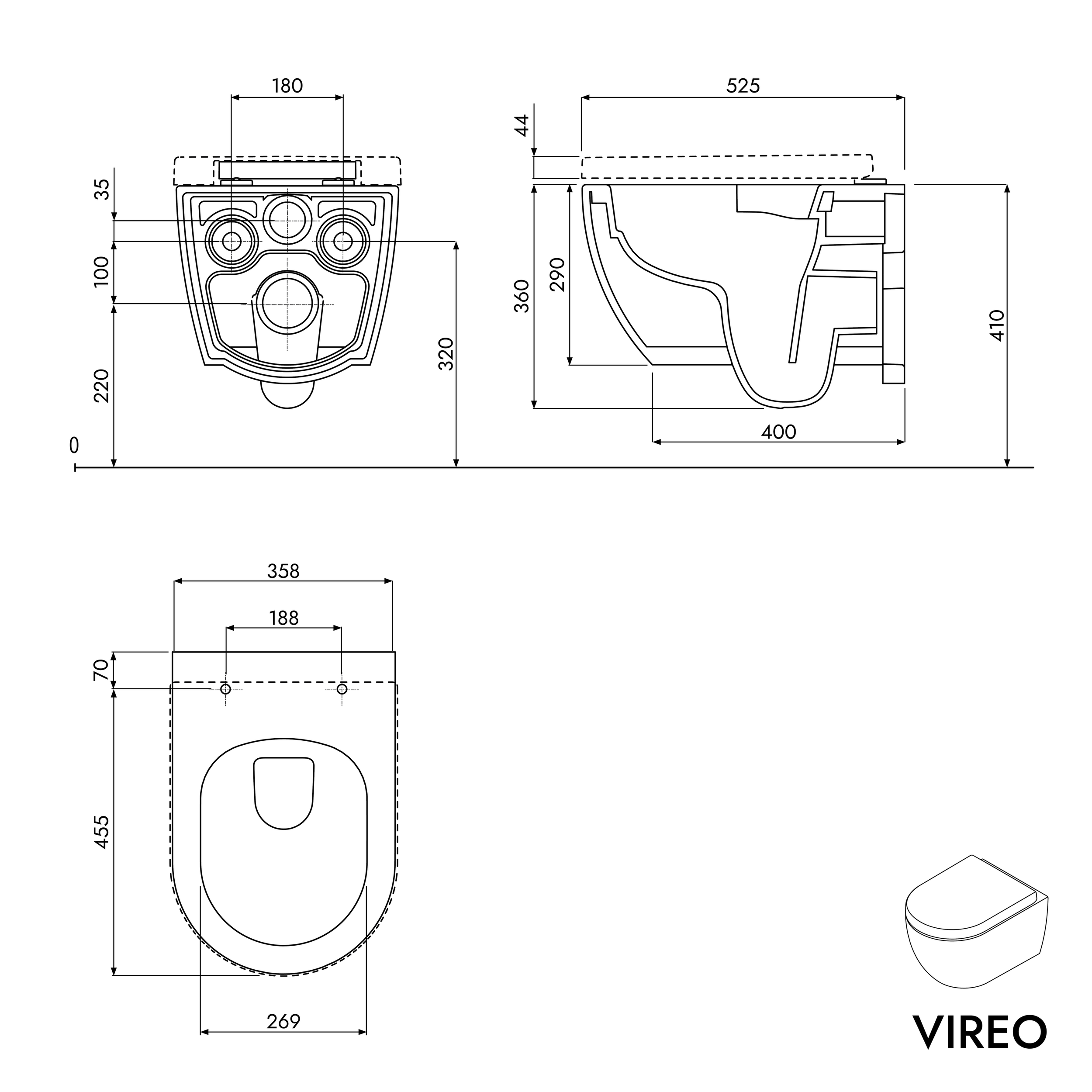 Miska WC wisząca bezrantowa VIREO