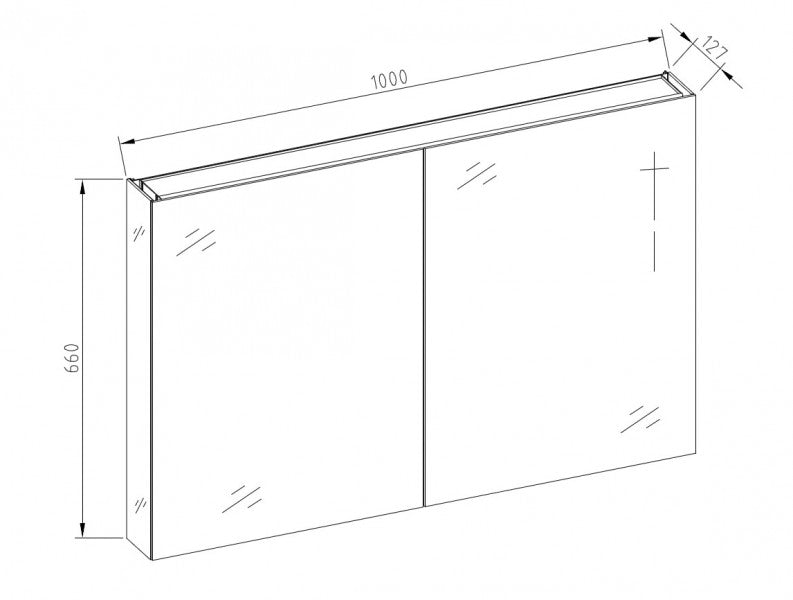 Aluminiowa szafka z lustrem 2-drzwiowa