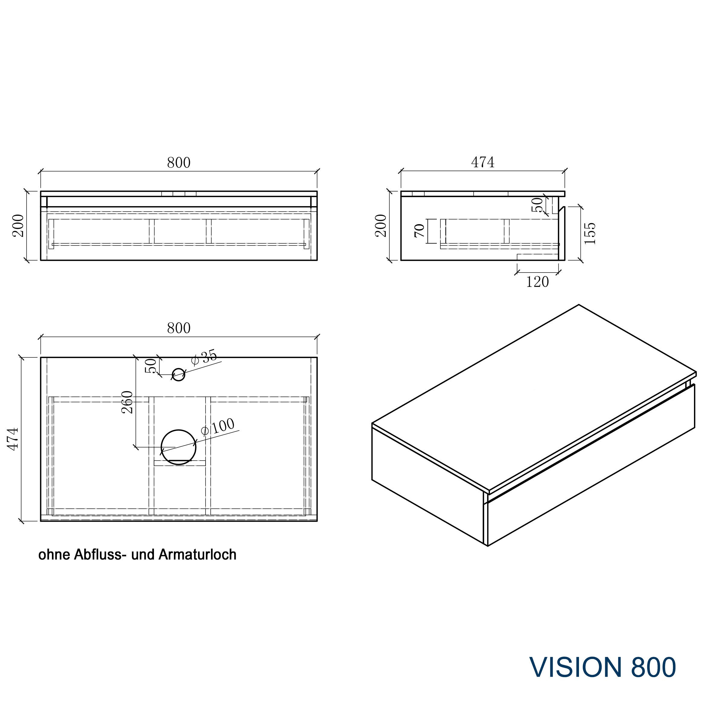 Szafka podumywalkowa Vision 800