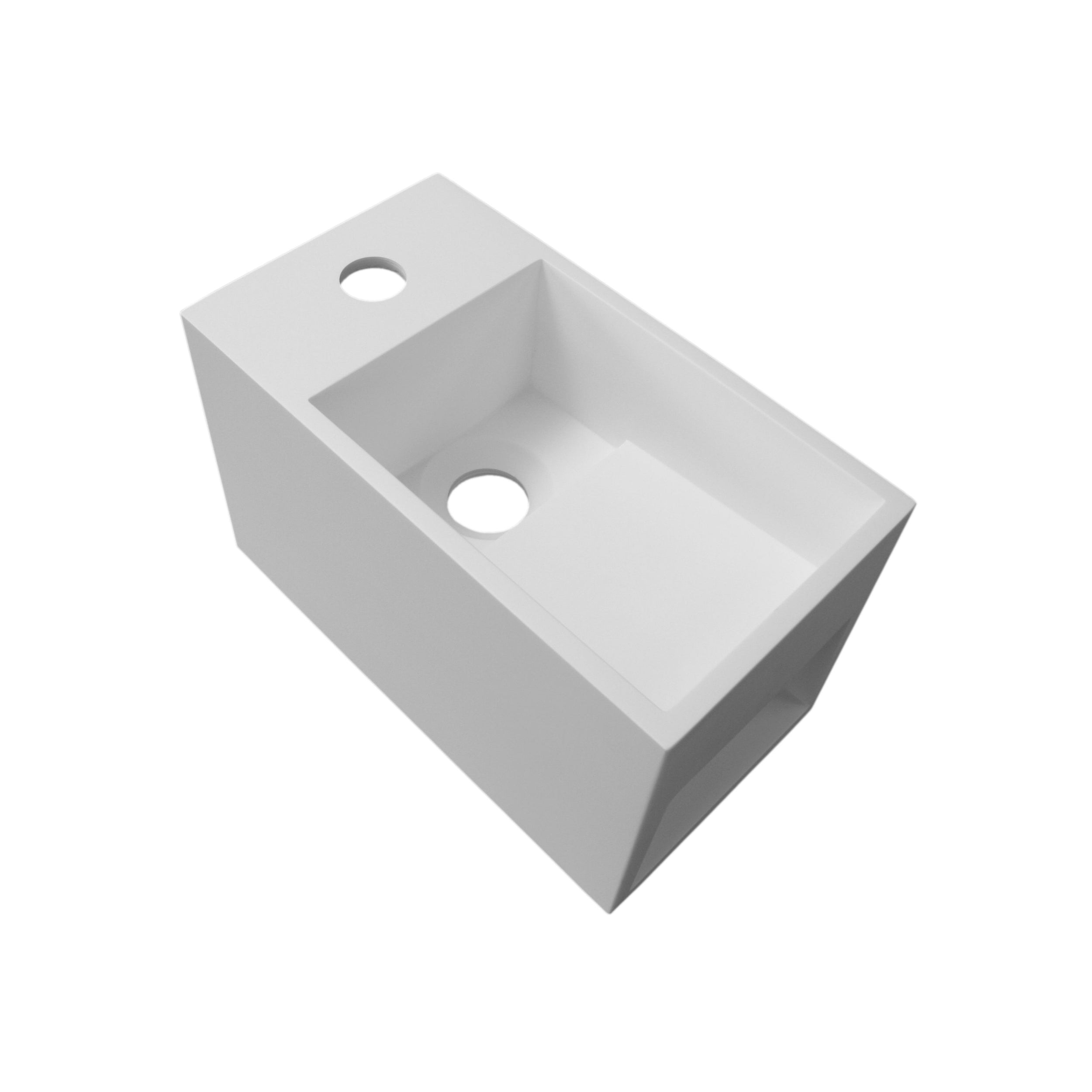 Umywalka wisząca z półką po prawej stronie PB2046 odlew mineralny - 33 x 18 x 20,5 cm - biały mat